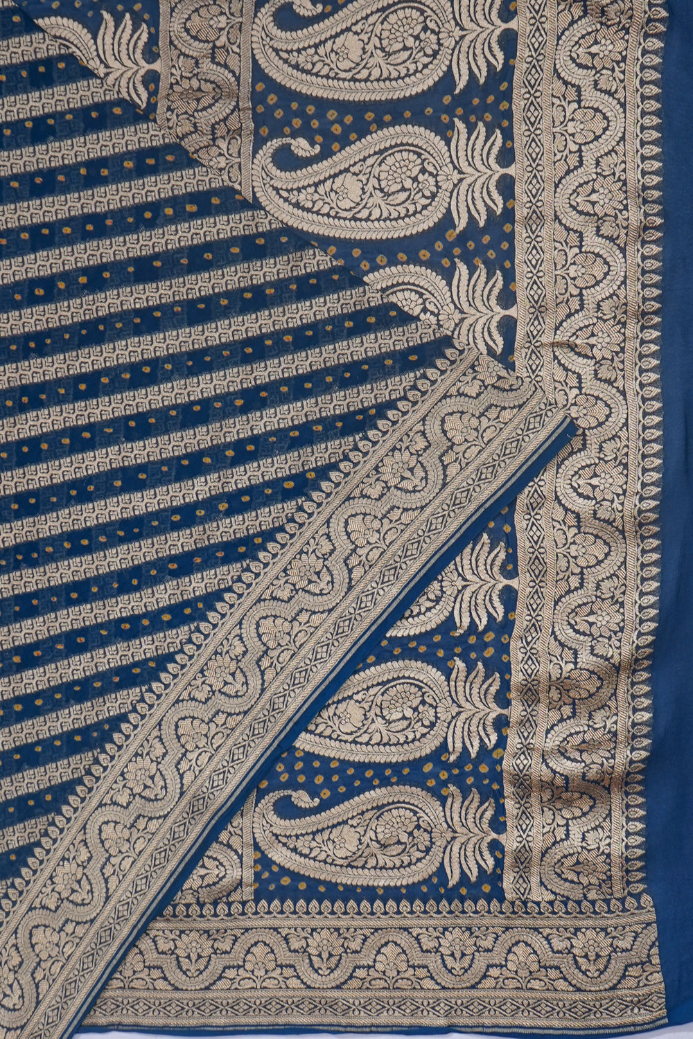 Banarasi Georgette Bandhani Brocade Teal Blue Saree