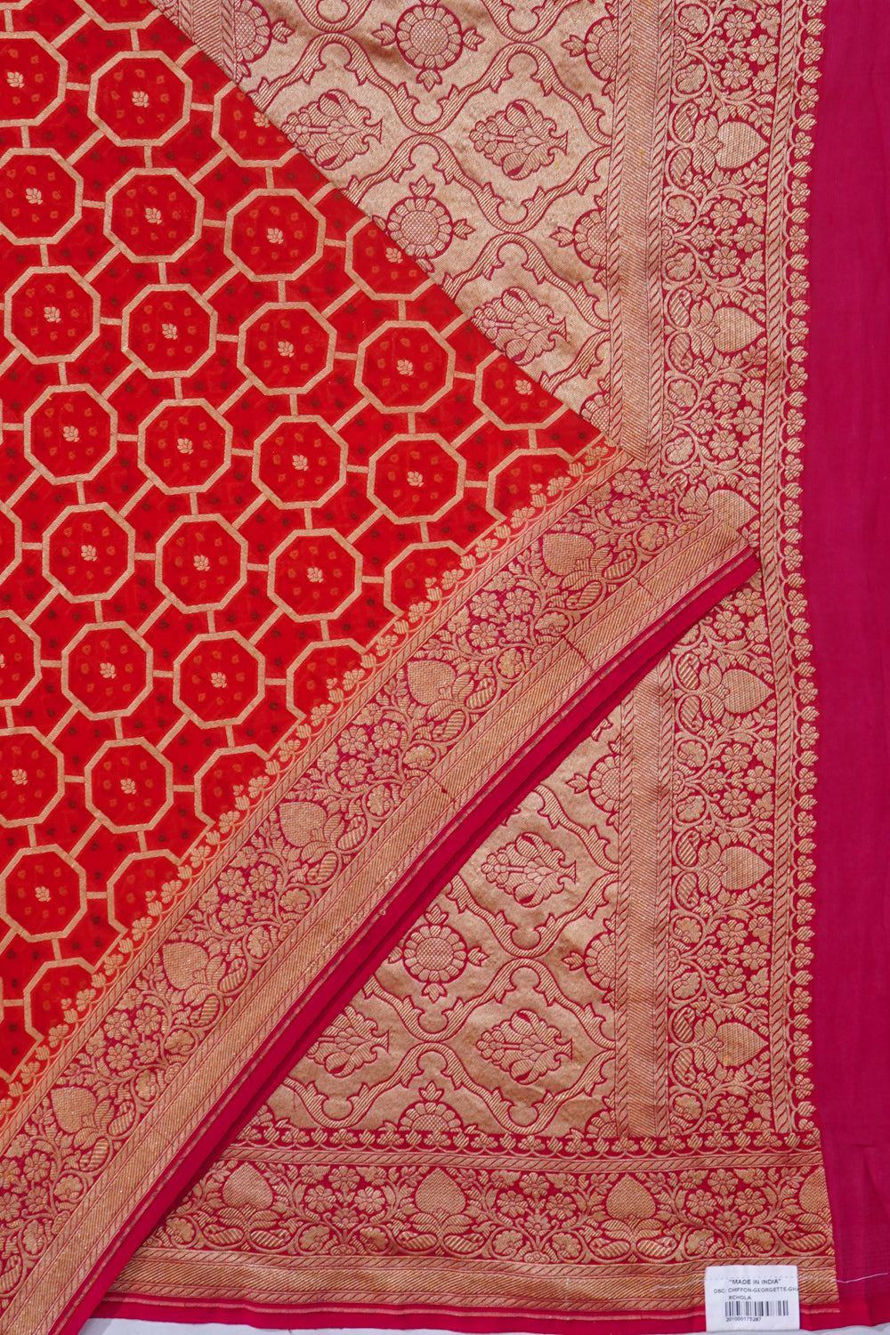 Banarasi Georgette Bandhani Brocade Red Saree