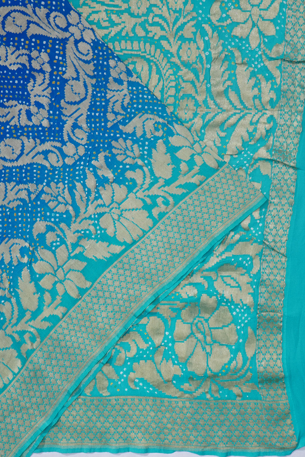 Banarasi Georgette Bandhani Brocade Blue Saree