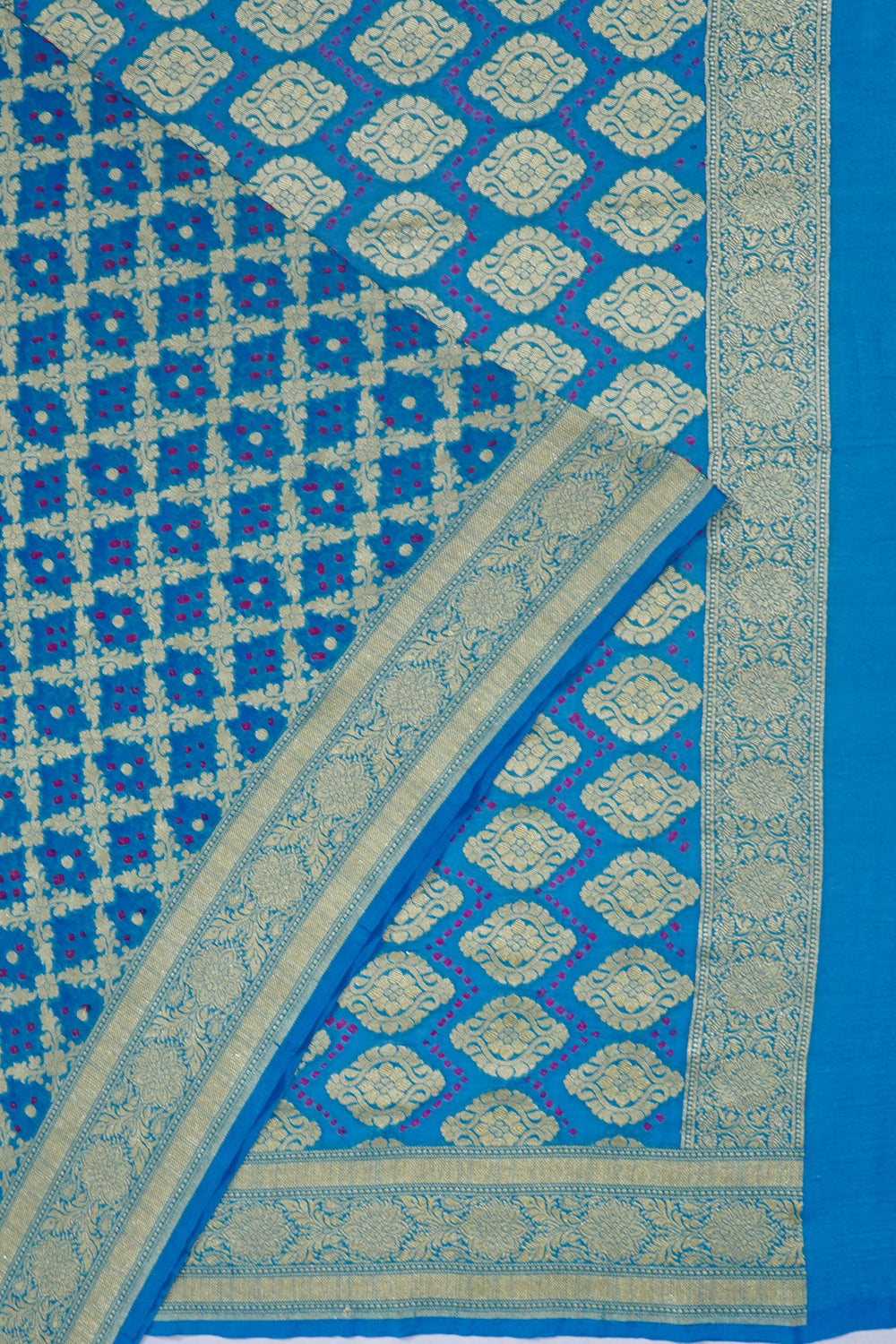 Banarasi Georgette Bandhani Brocade Sky Blue Saree