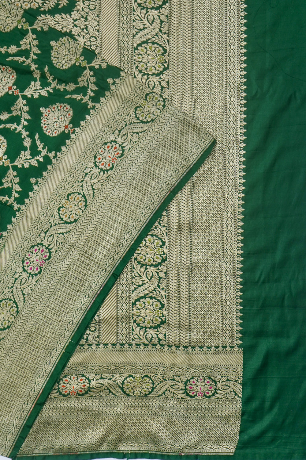 Banarasi Silk Brocade Dark Green Saree