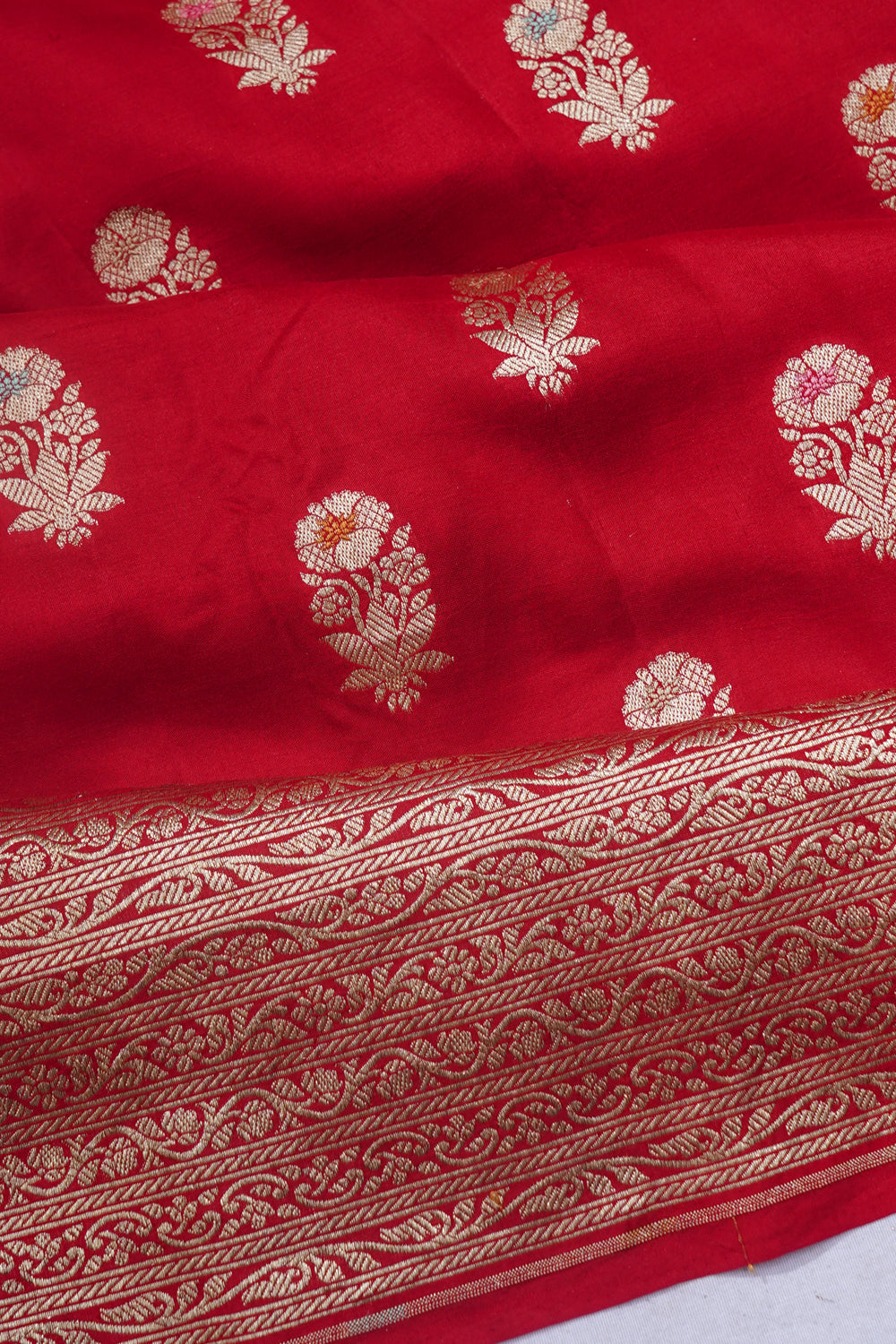 Banarasi Silk Butta Red Saree
