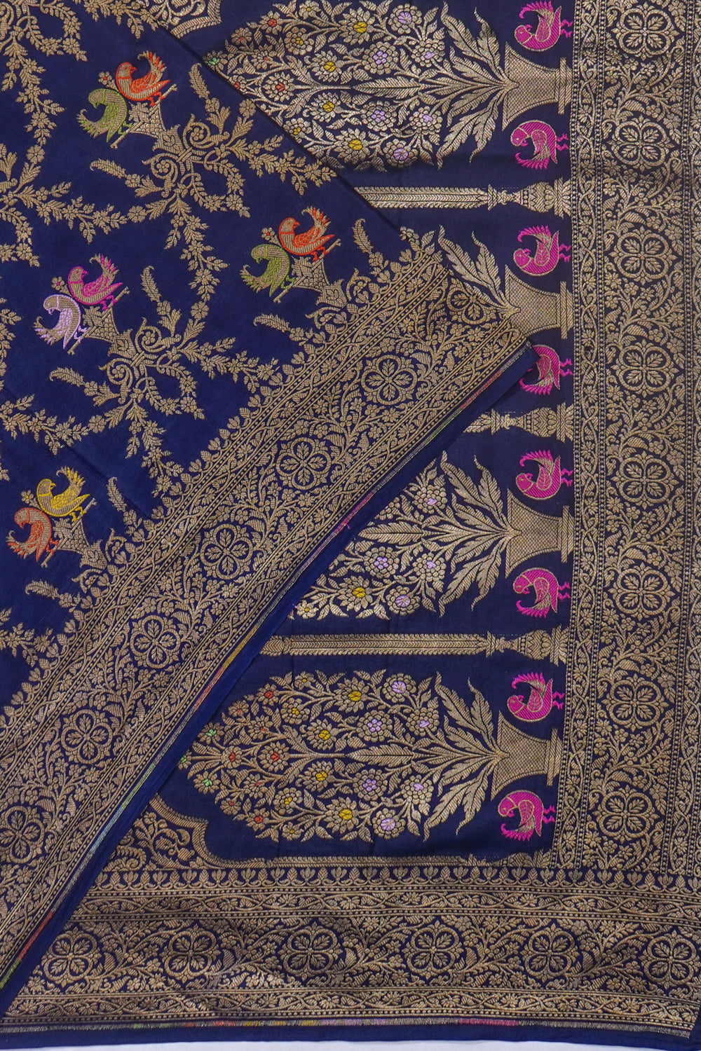 Banarasi Tussar Georgette Jaal Dark Blue Saree