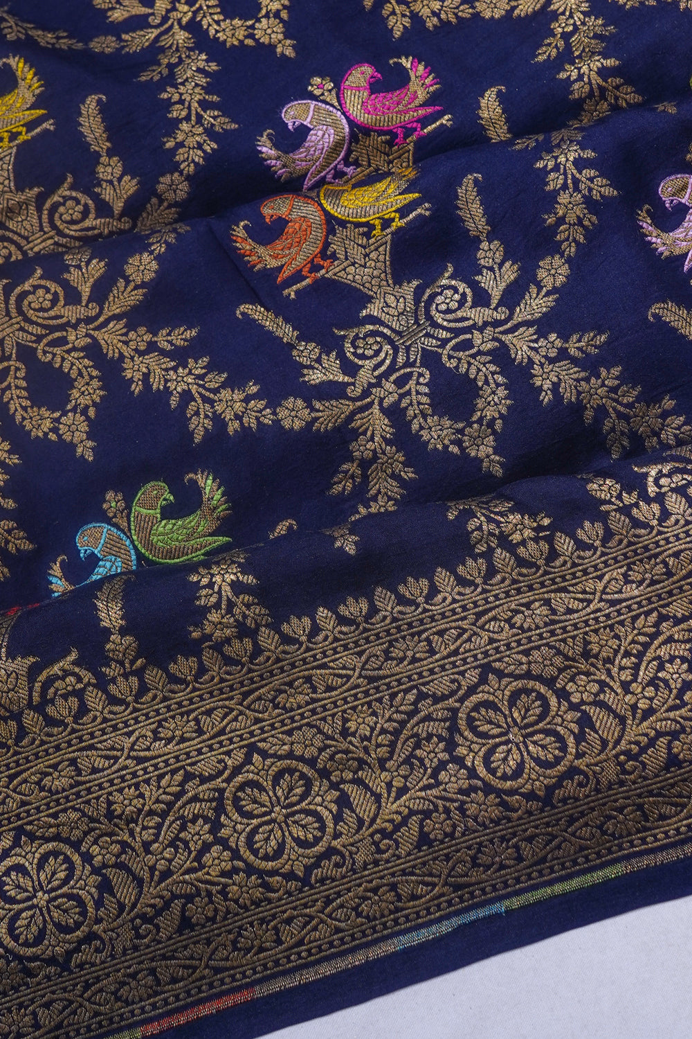 Banarasi Tussar Georgette Jaal Dark Blue Saree