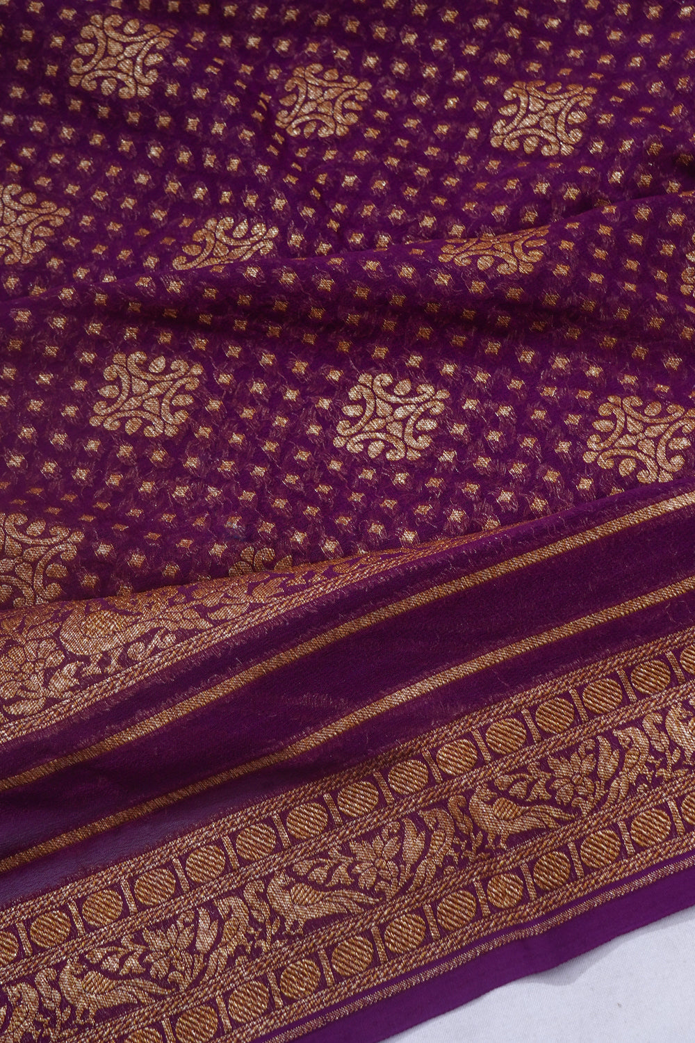 Banarasi Georgette Brocade Purple Saree