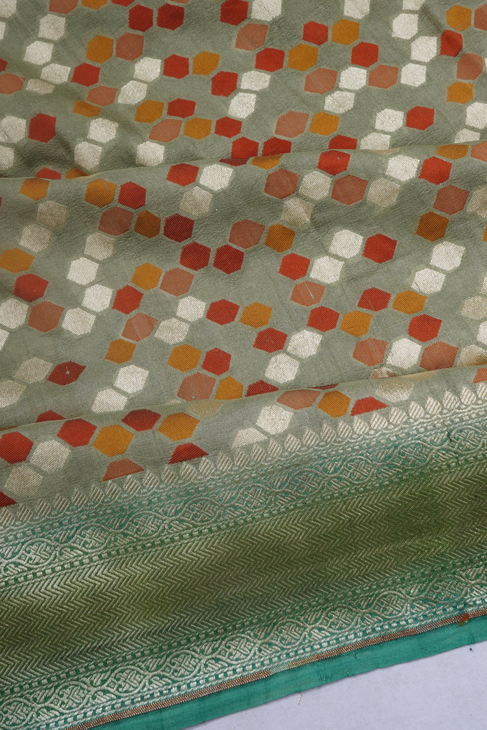 Banarasi Tussar Georgette Brocade Pastel Green Saree