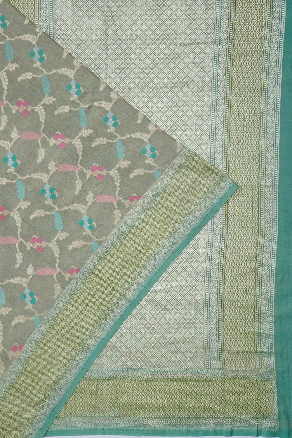 Banarasi Tussar Georgette Jaal Pastel Green Saree