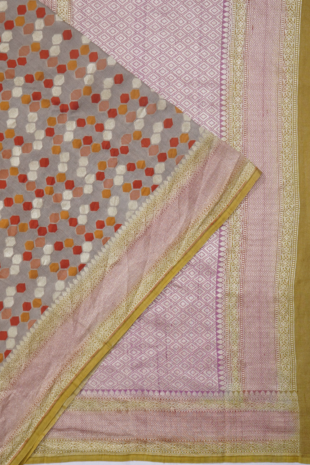 Banarasi Tussar Georgette Brocade Grey Saree