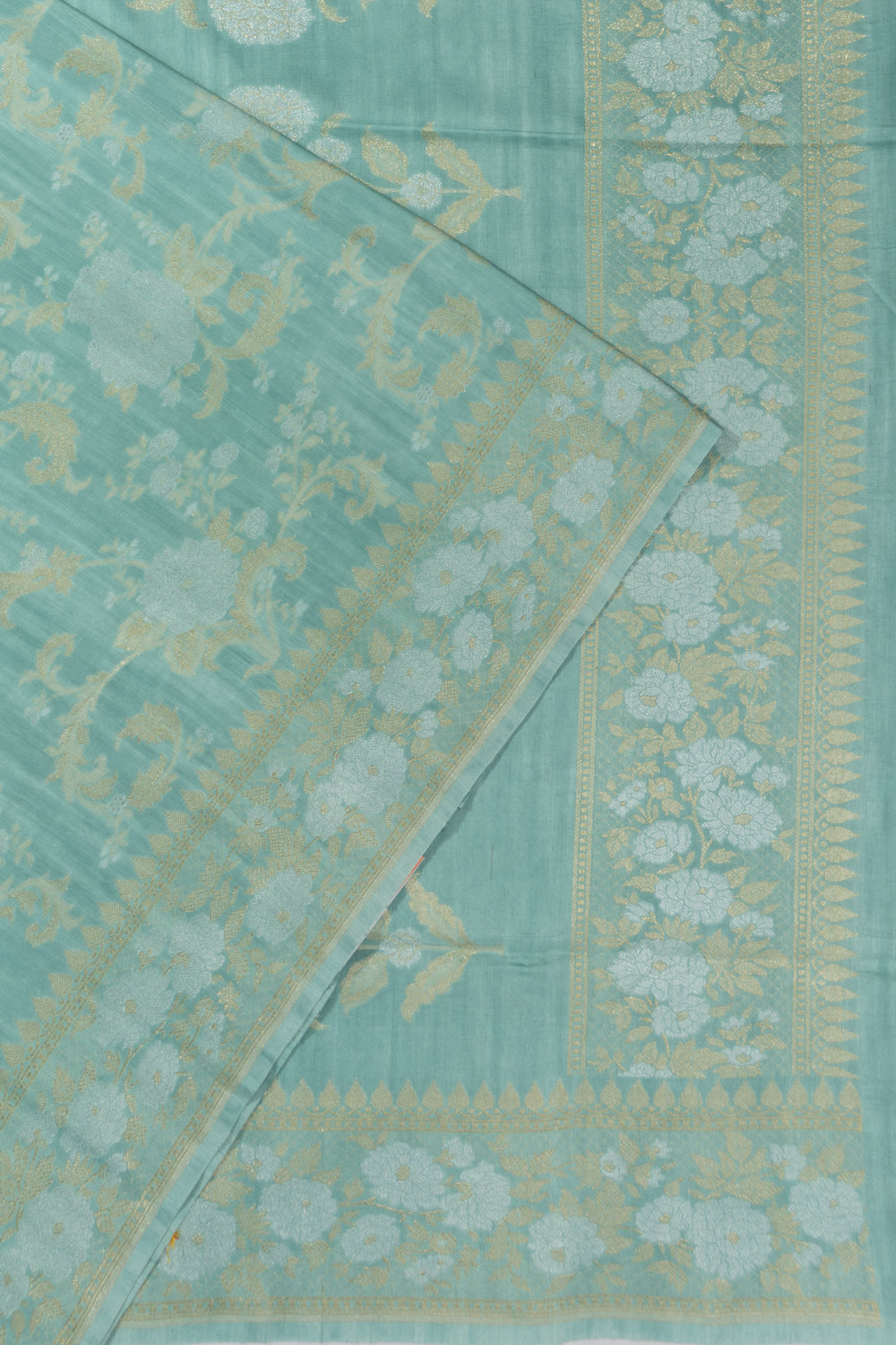 Banarasi Tussar Brocade Sea Blue Saree