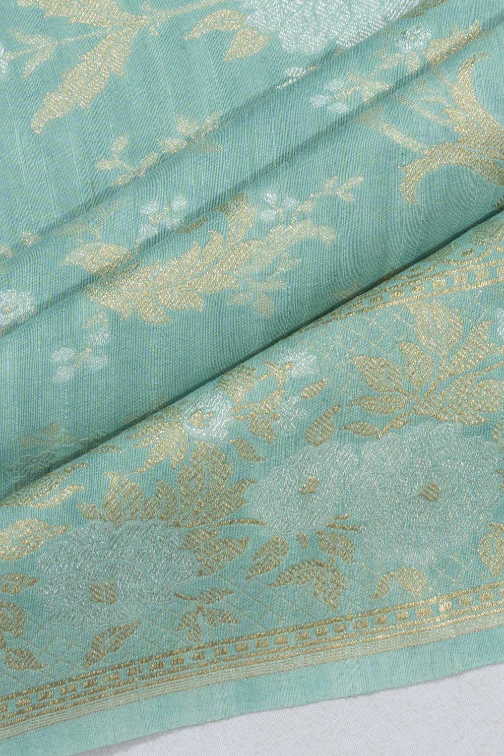 Banarasi Tussar Brocade Sea Blue Saree