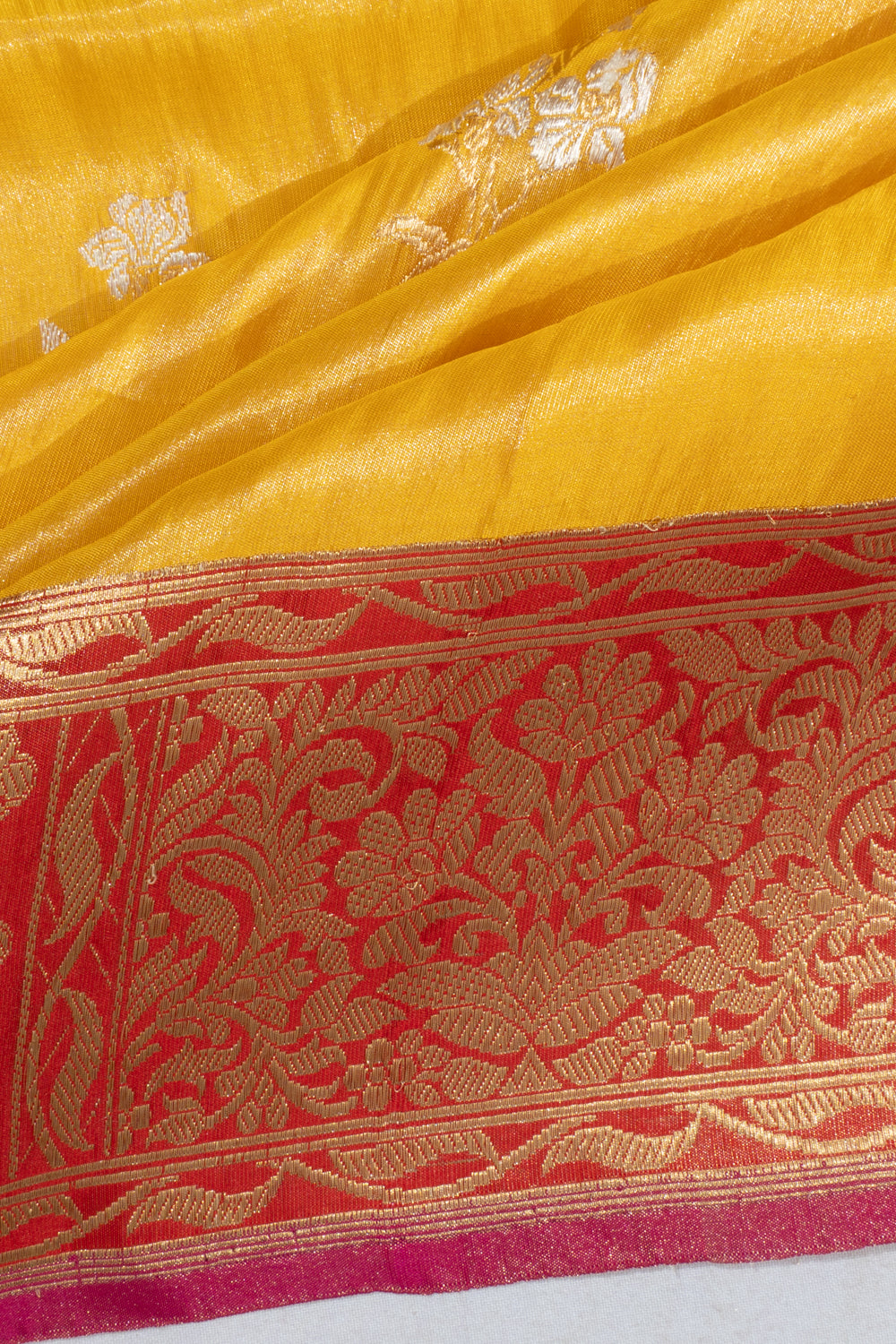 Banarasi Silk Tissue Butta Yellow Saree