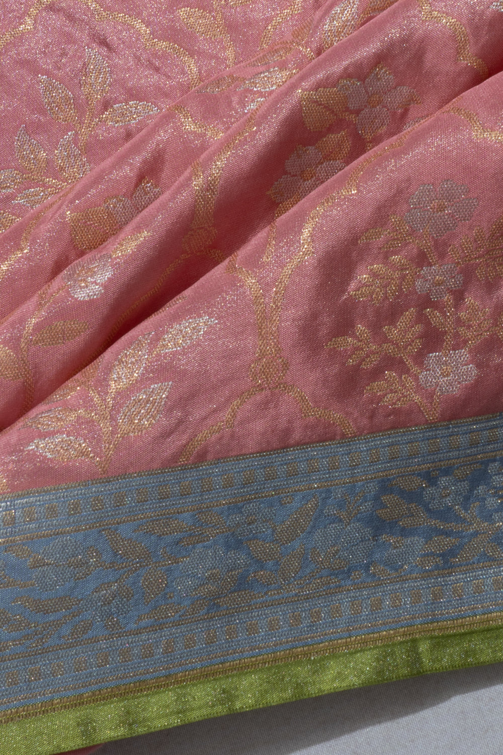 Banarasi Silk Tissue Brocade Pink Saree