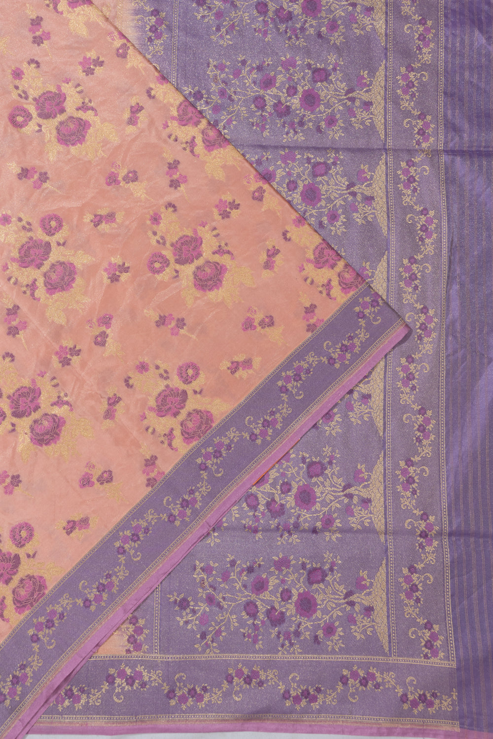 Banarasi Silk Brocade Peach Saree