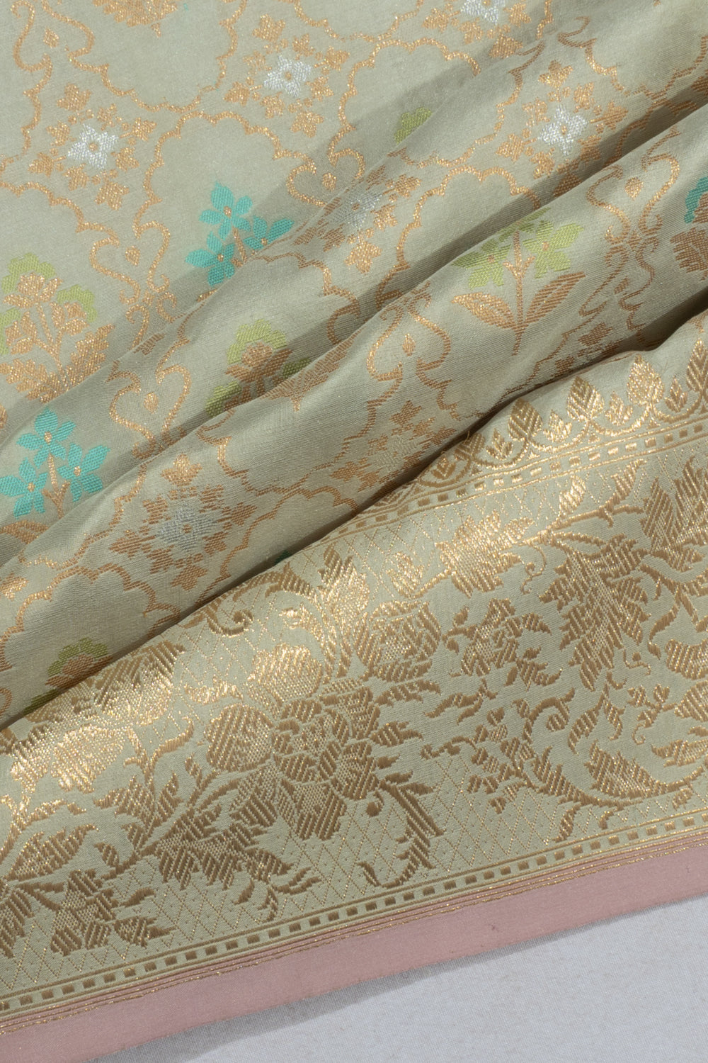 Banarasi Silk Brocade Pastel Green Saree