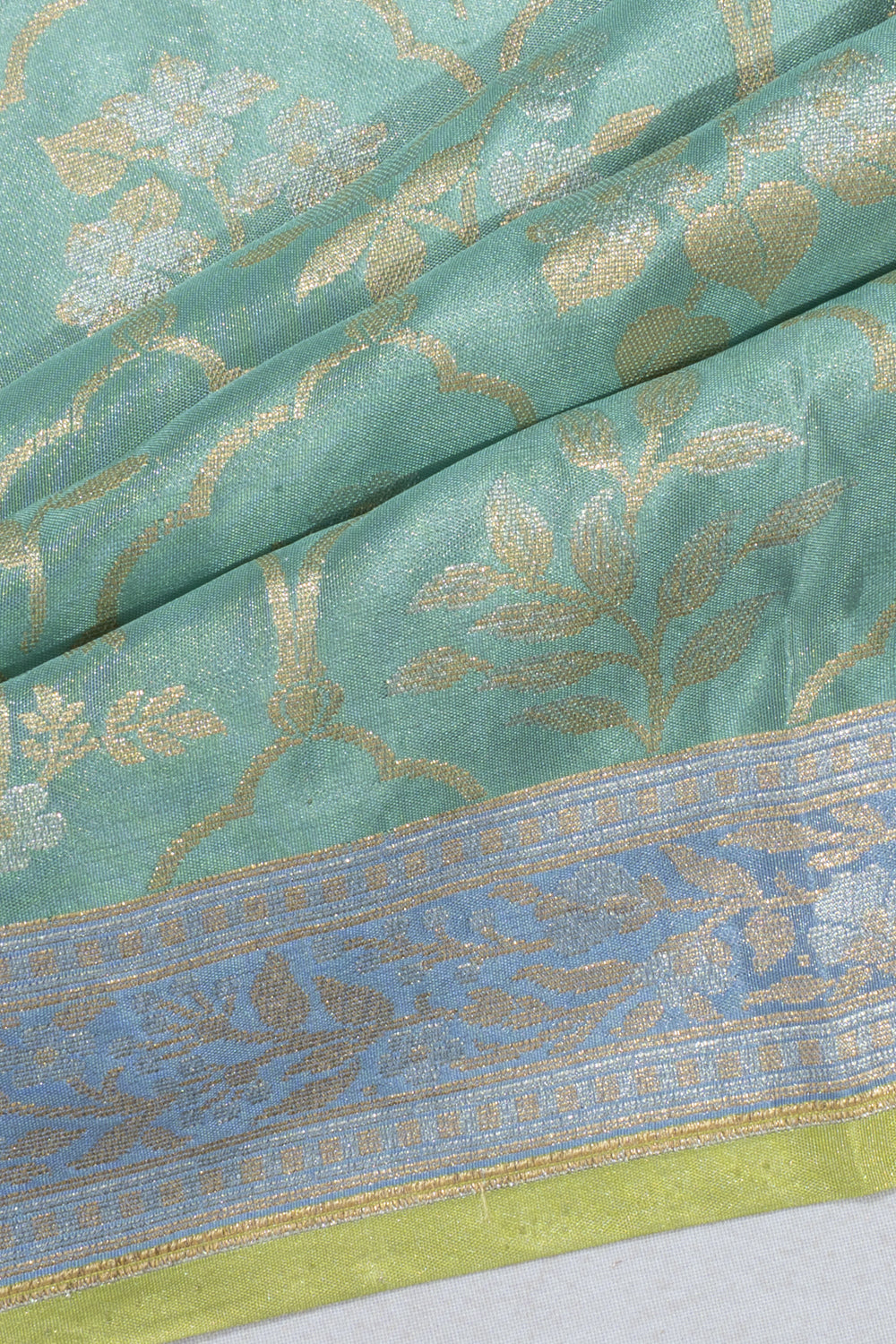 Banarasi Silk Tissue Brocade Pastel Green Saree