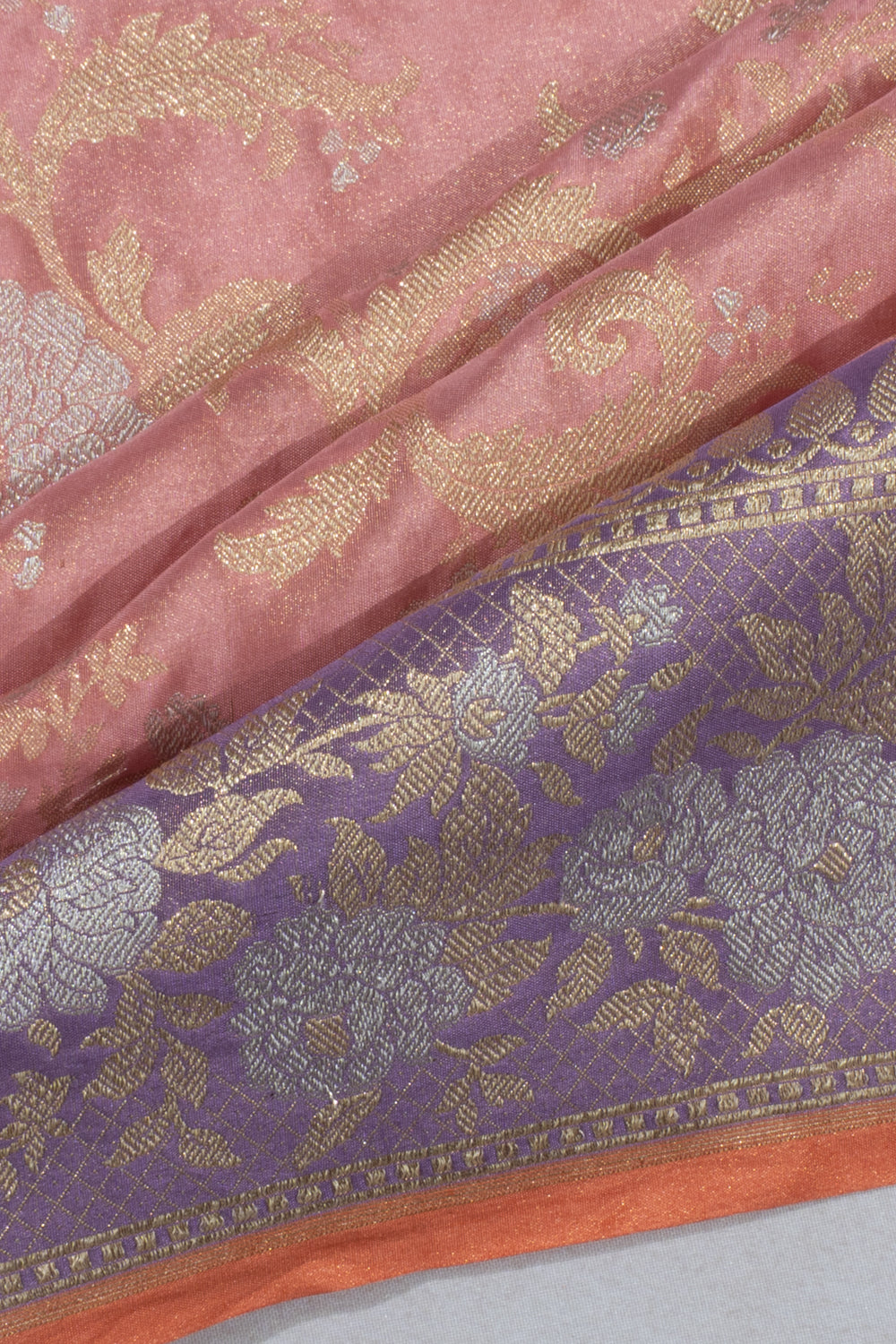 Banarasi Silk Brocade Pastel Pink Saree