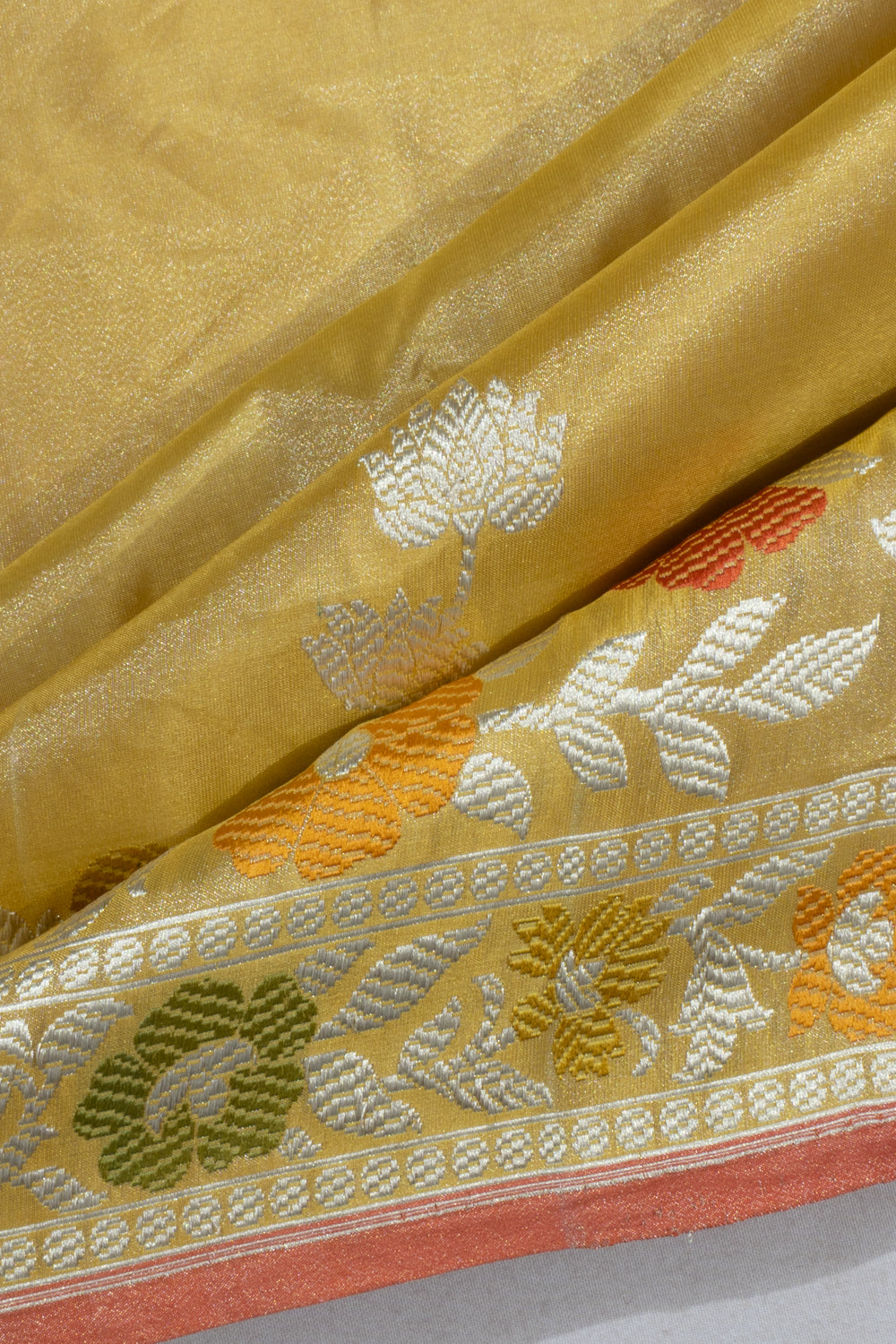 Banarasi Silk Tissue Butta Yellow Saree