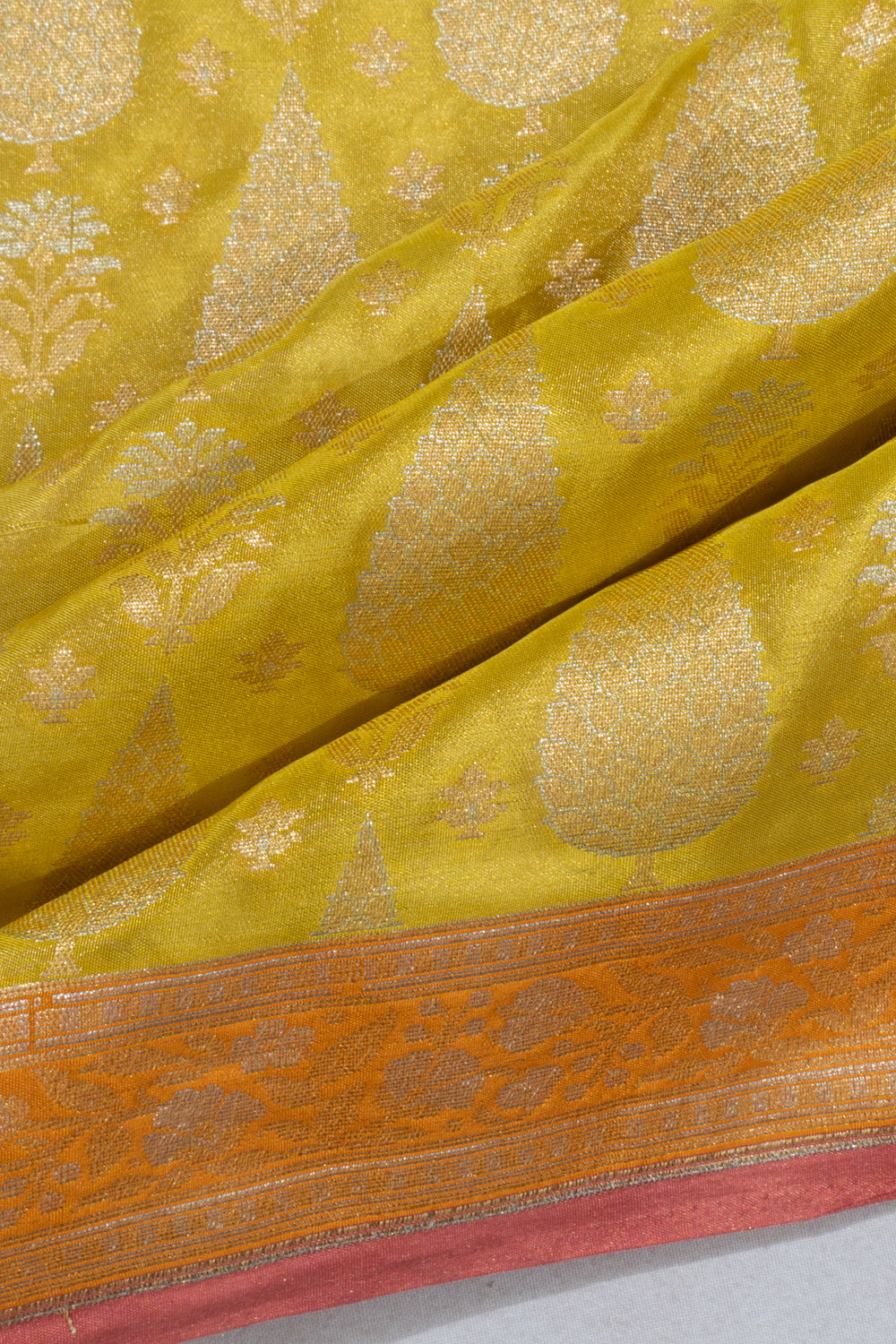 Banarasi Silk Brocade Mehendi Green Saree