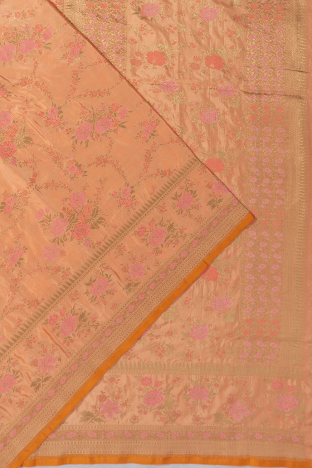 Banarasi Silk Brocade Pastel Orange Saree