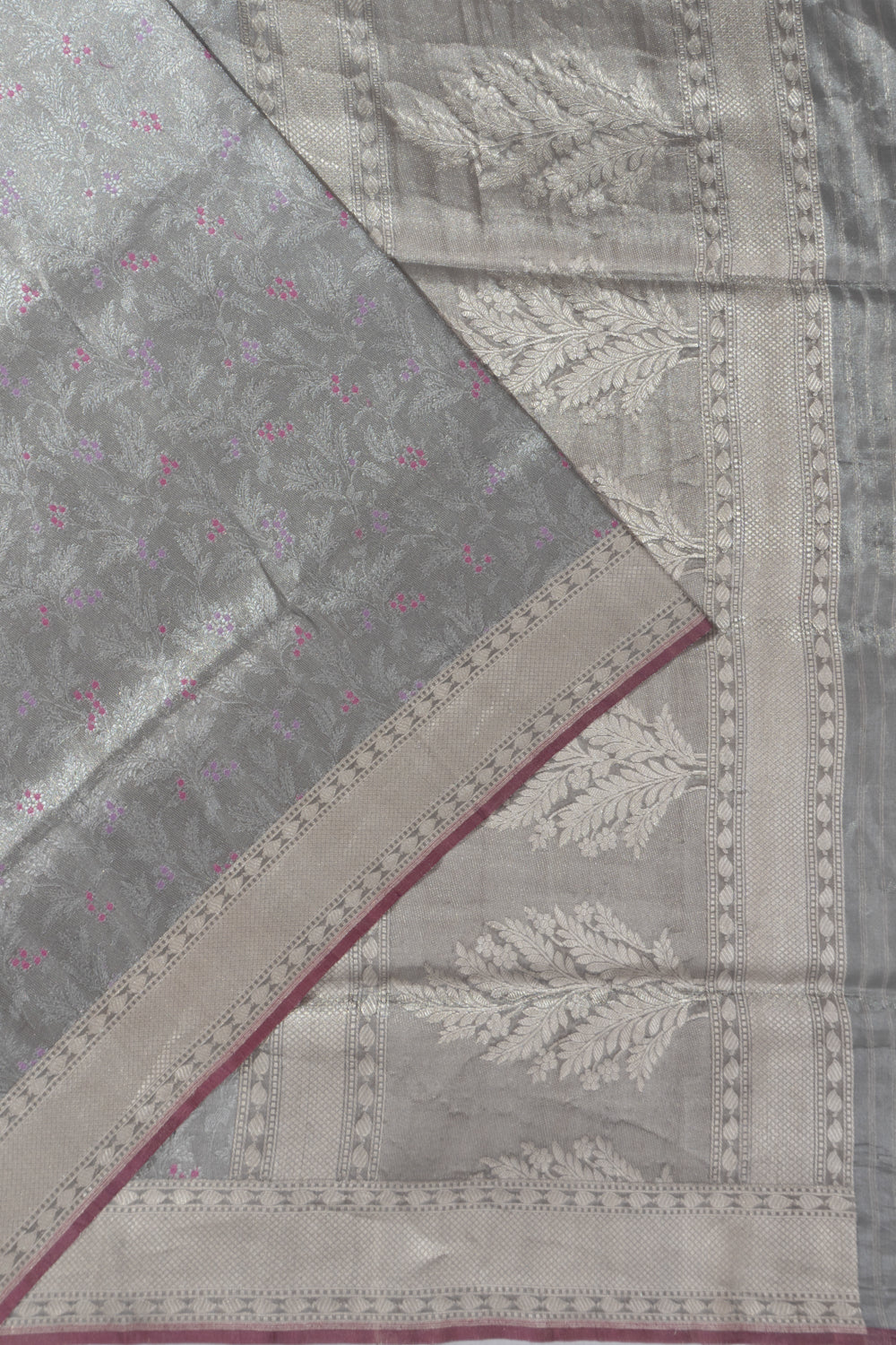Banarasi Silk Tissue Brocade Grey Saree