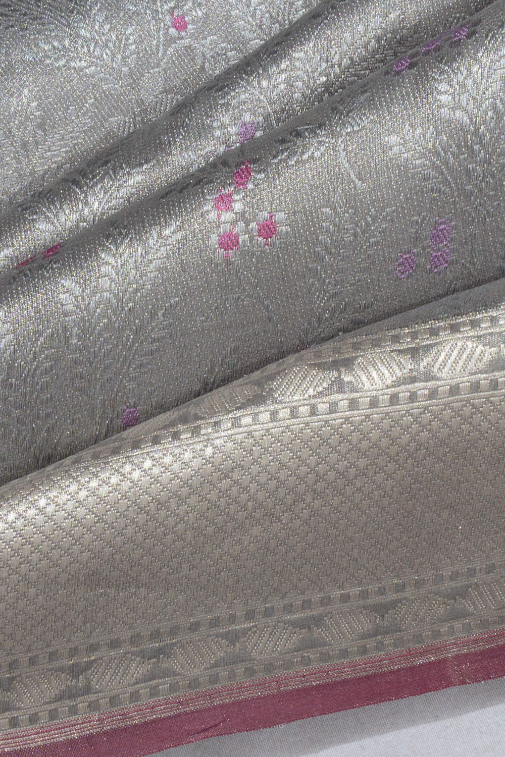Banarasi Silk Tissue Brocade Grey Saree
