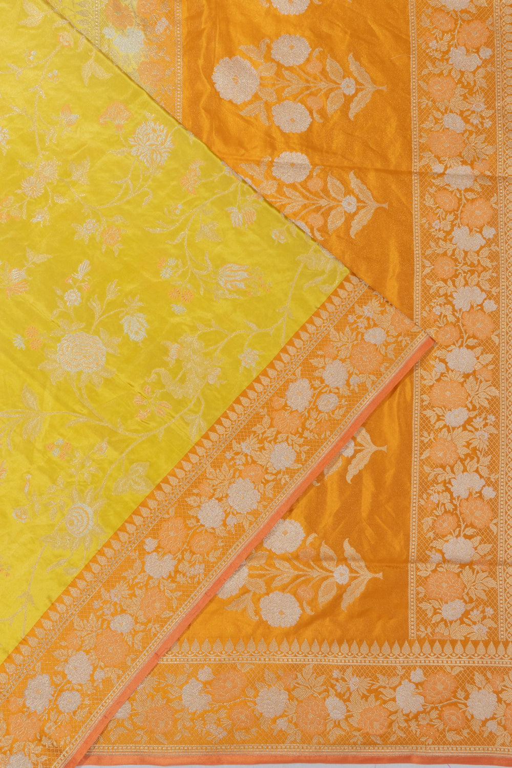 Banarasi Silk Tissue Brocade Yellow Saree