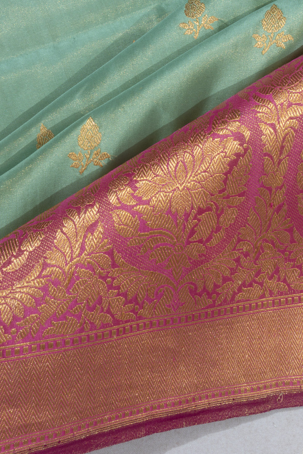 Banarasi Silk Tissue Butta Sea Green Saree
