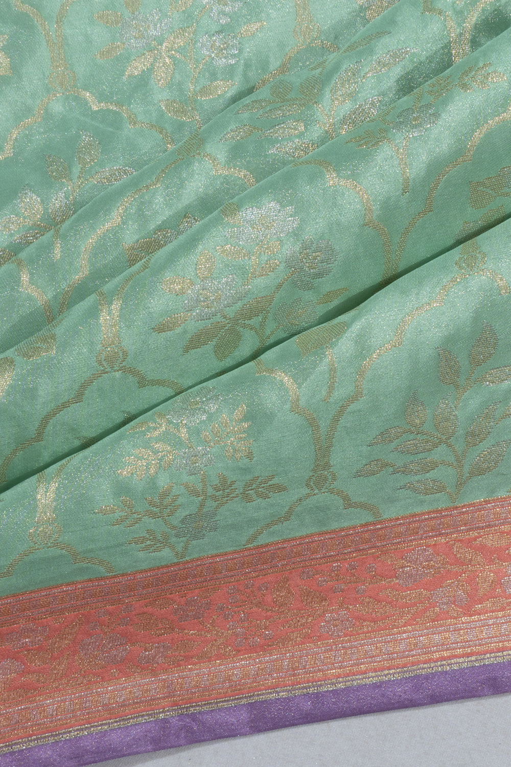 Banarasi Silk Brocade Pastel Green Saree