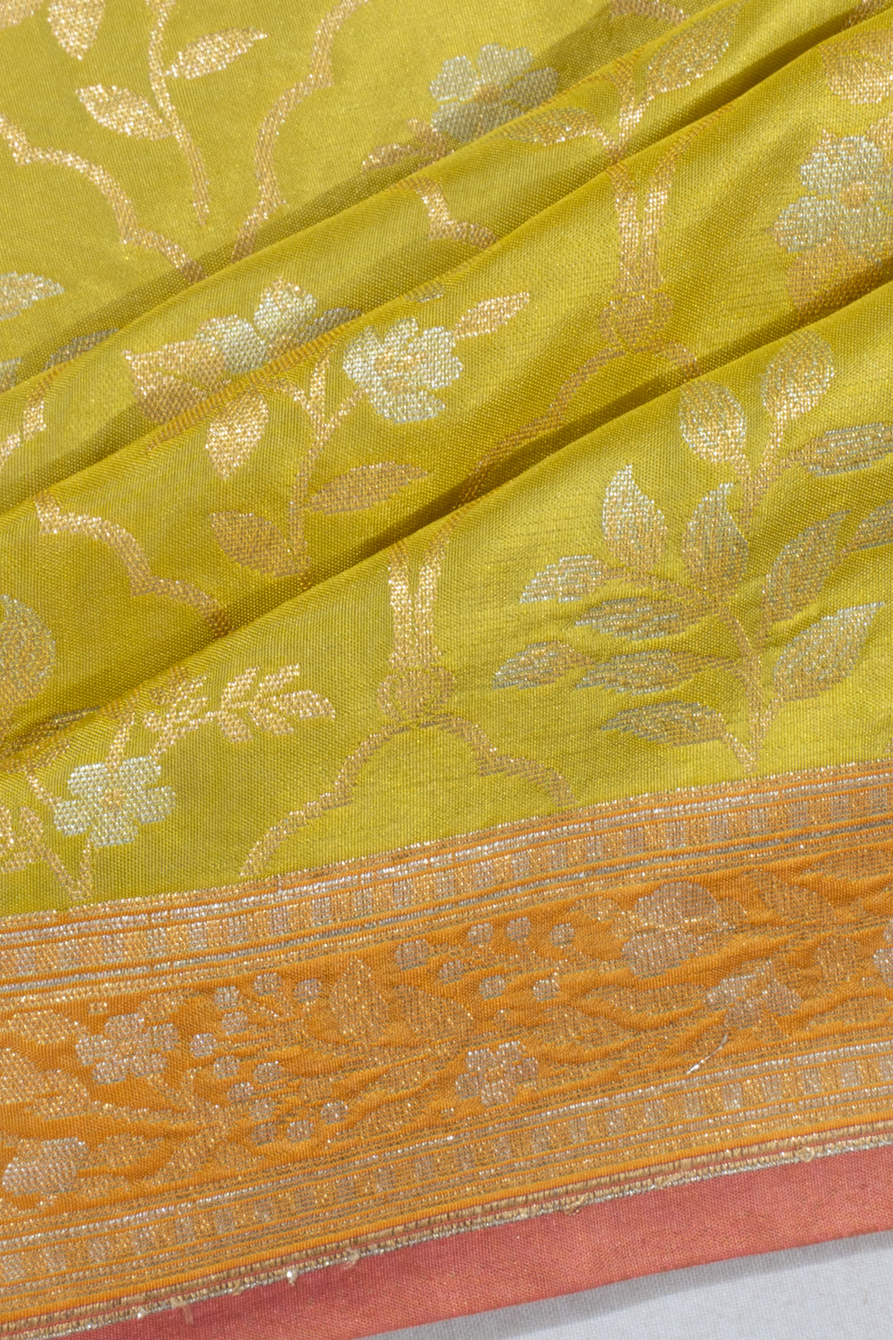 Banarasi Silk Brocade Mehendi Green Saree