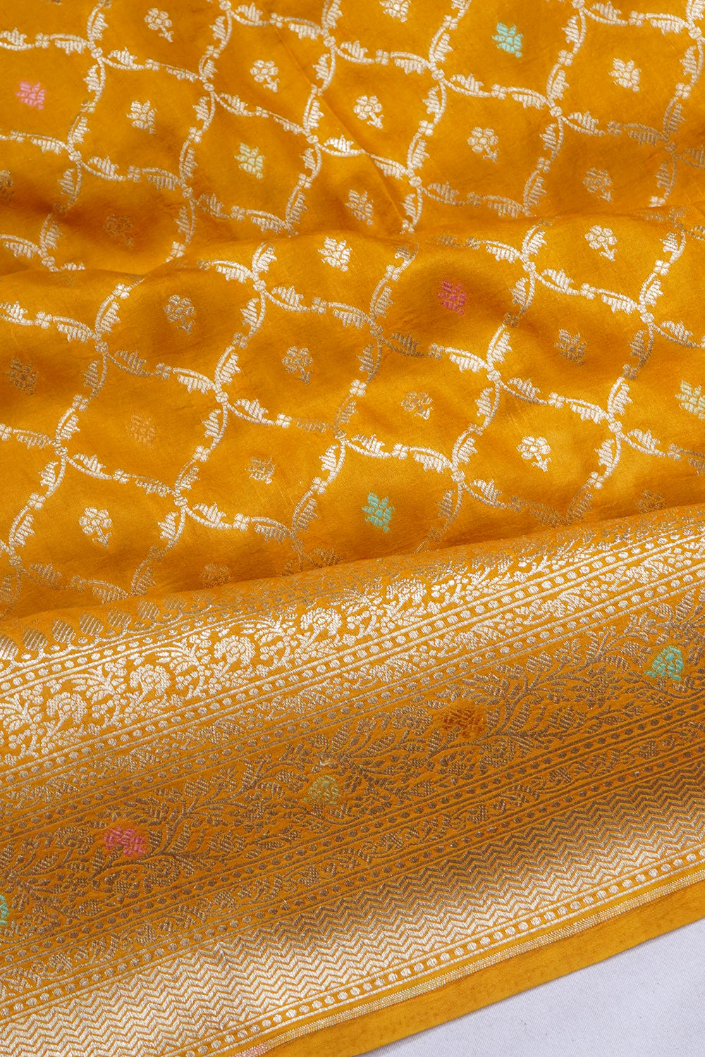 Banarasi Silk Brocade Yellow Saree