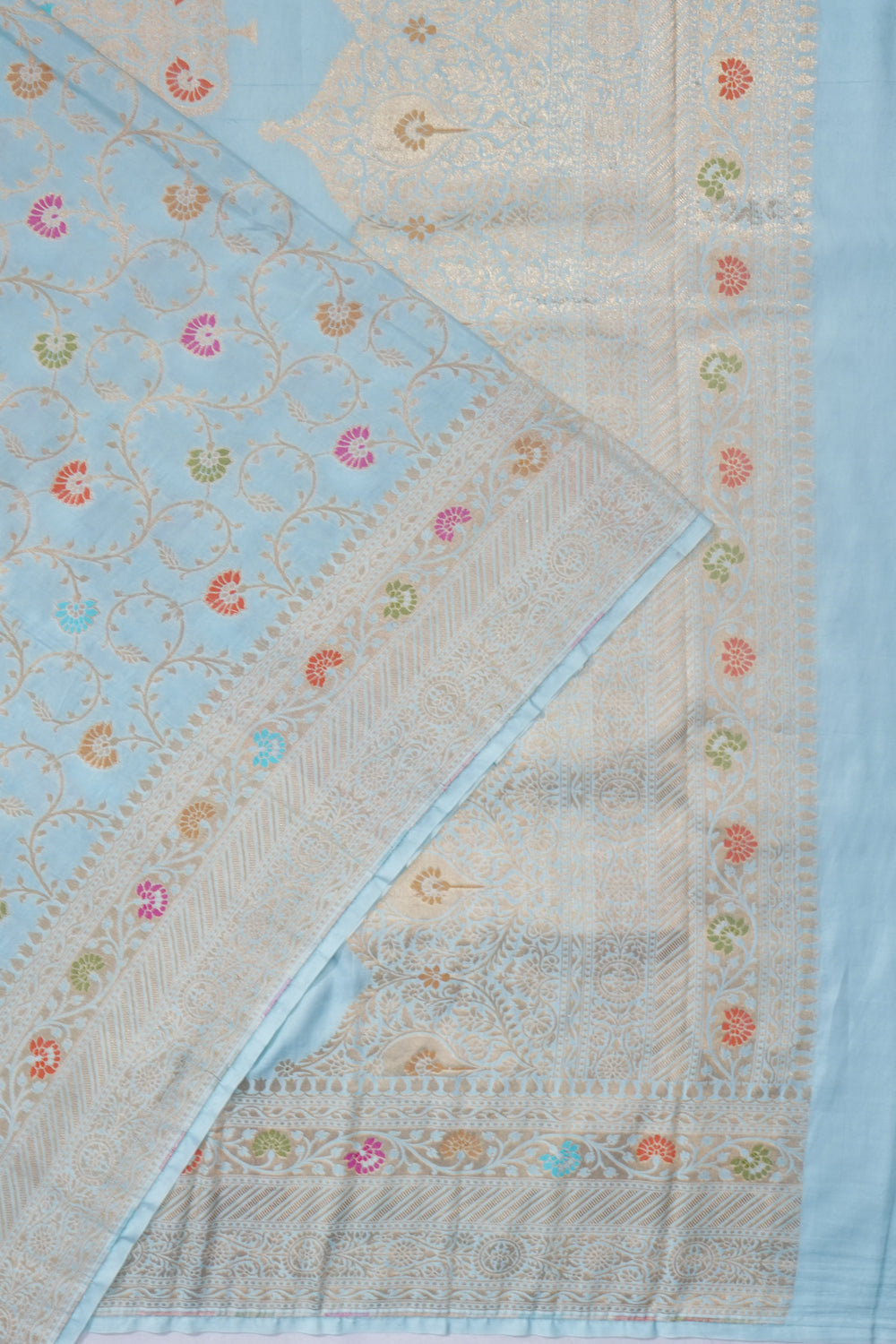 Banarasi Silk Brocade Pastel Blue Saree