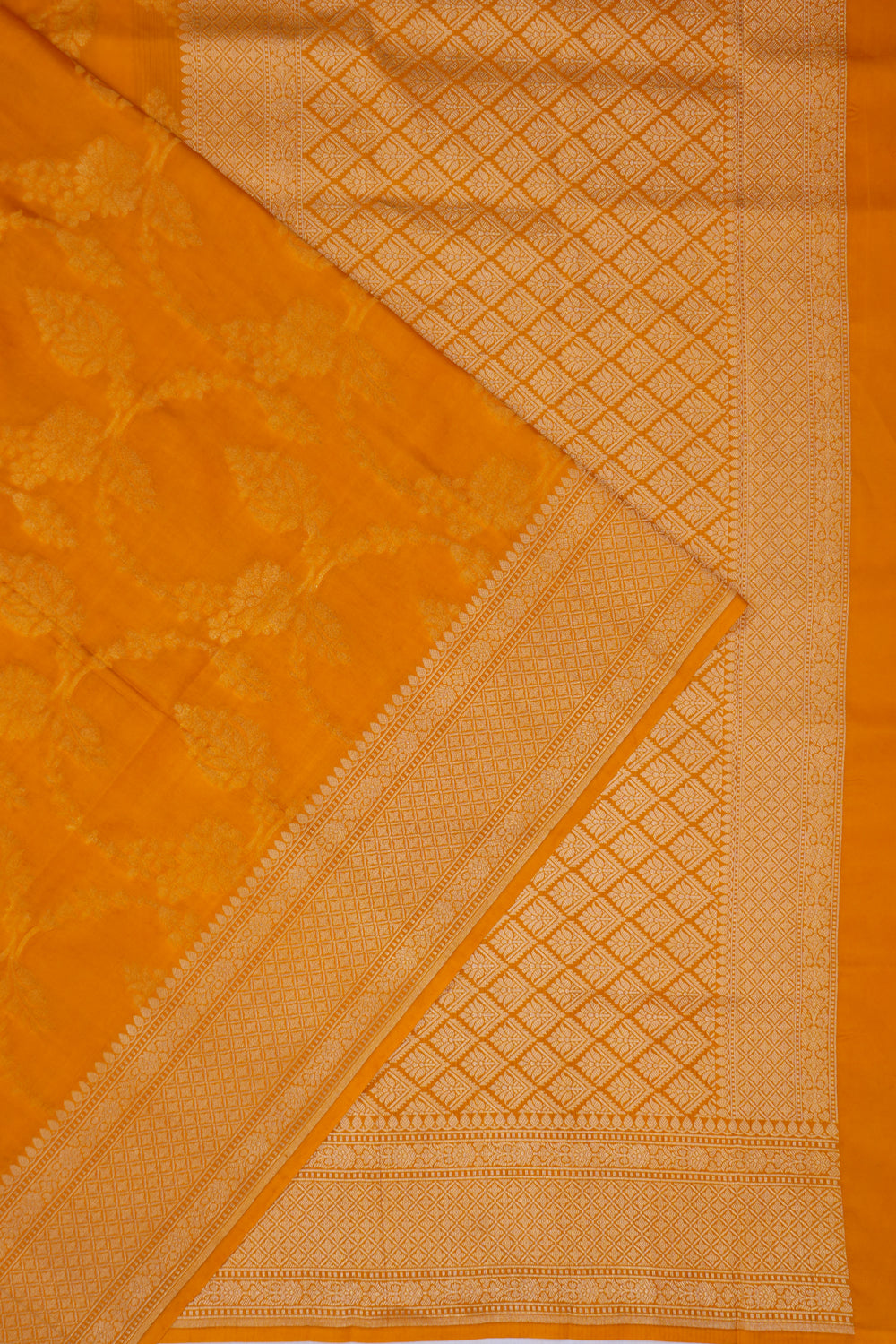 Banarasi Silk Jaal Mustard Yellow Saree