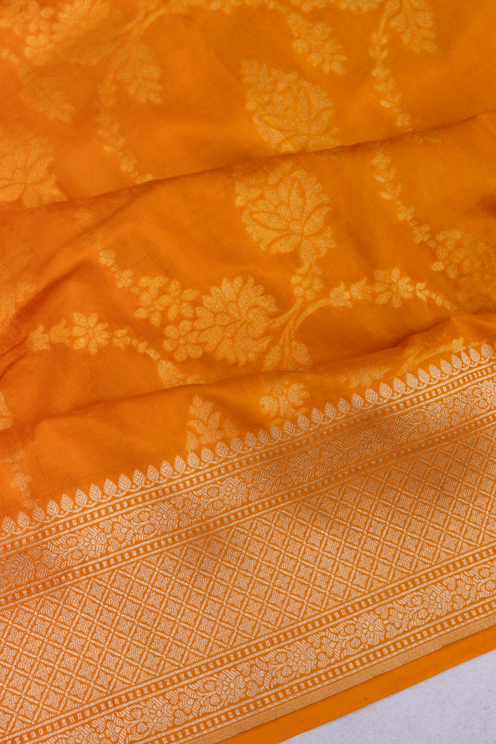 Banarasi Silk Jaal Mustard Yellow Saree