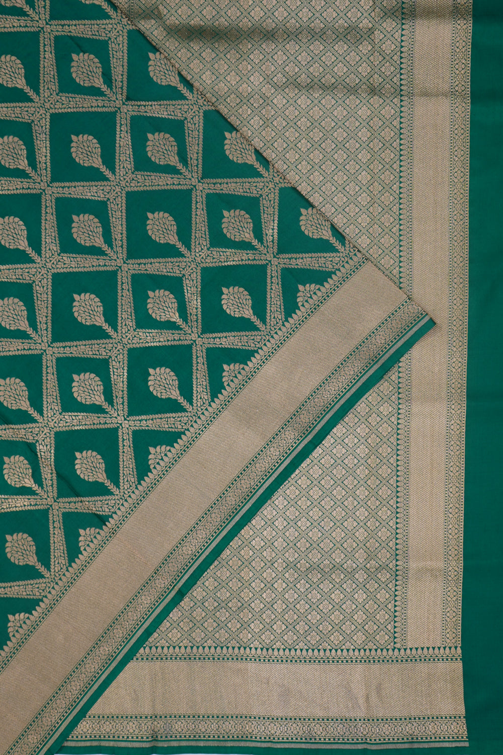 Banarasi Silk Brocade Dark Green Saree