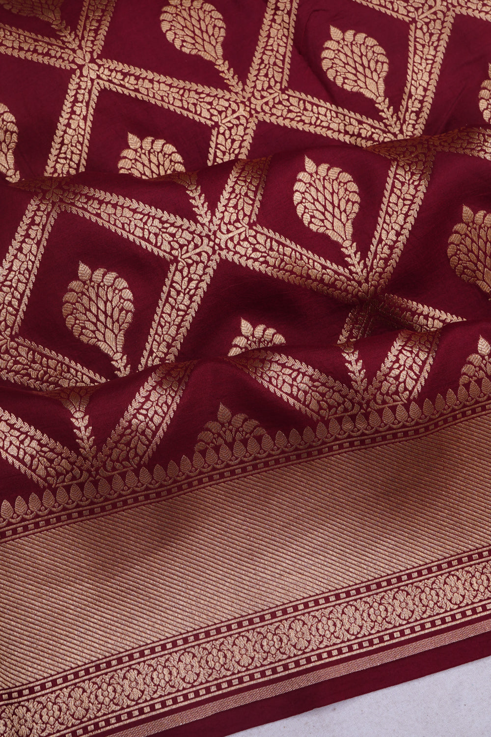 Banarasi Silk Brocade Burgundy Saree