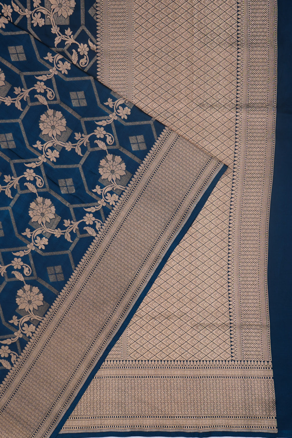 Banarasi Silk Jaal Blue Saree