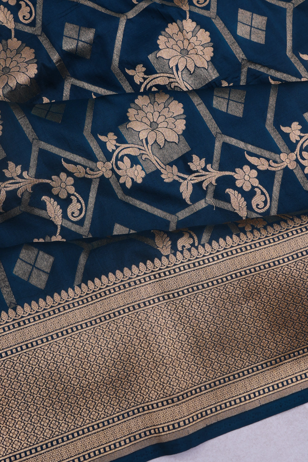 Banarasi Silk Jaal Blue Saree