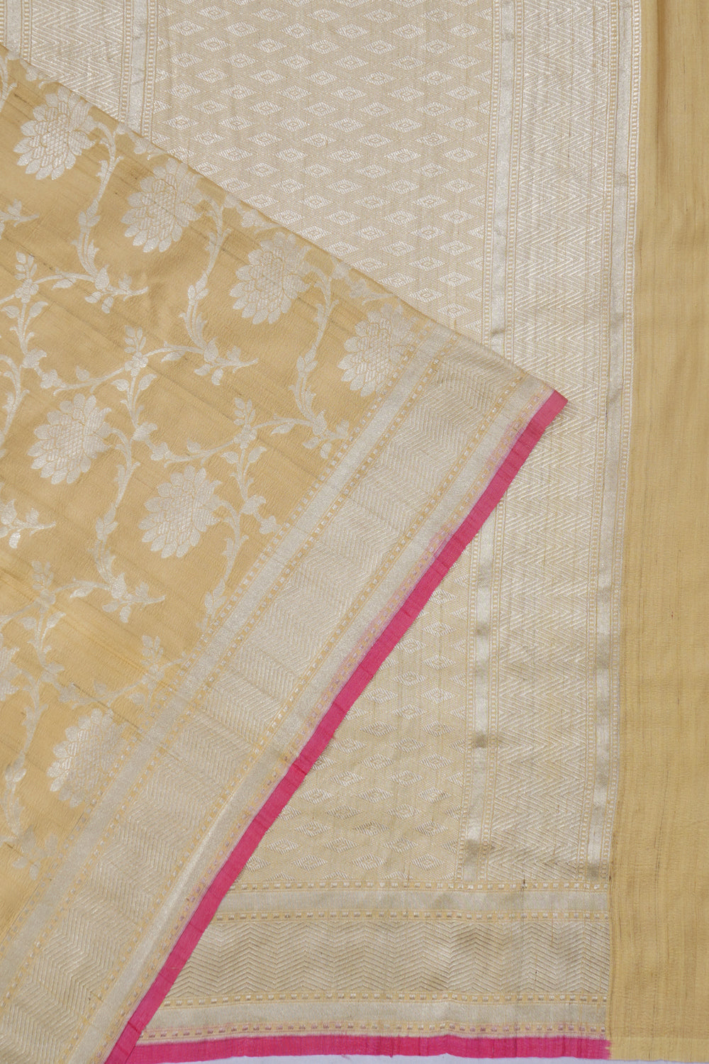 Banarasi Tussar Georgette Jaal Pastel Yellow Saree