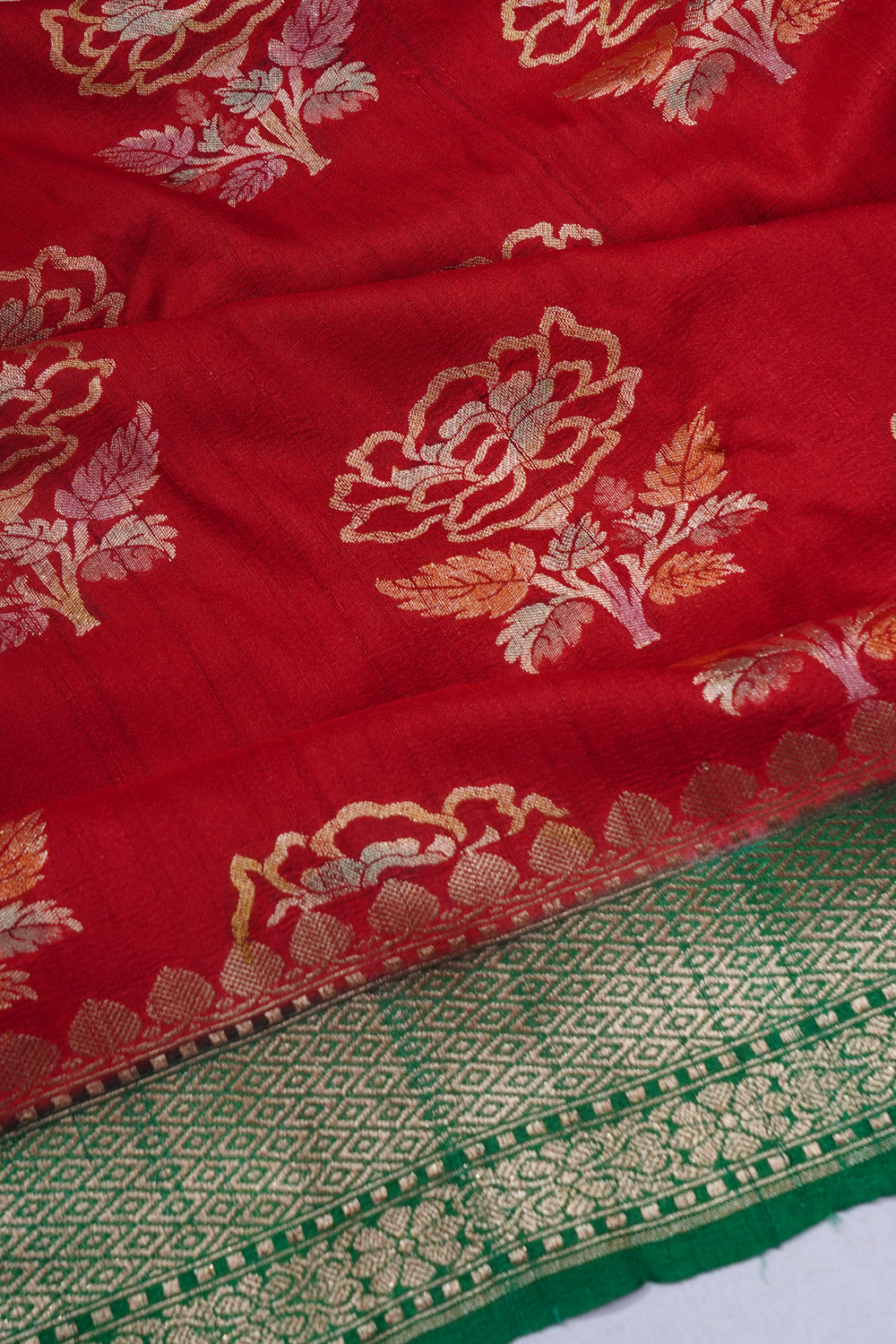 Banarasi Tussar Georgette Butta Red Saree