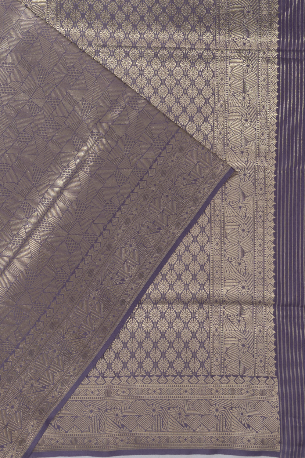 Banarasi Silk Geometrical Brocade Lilac Saree