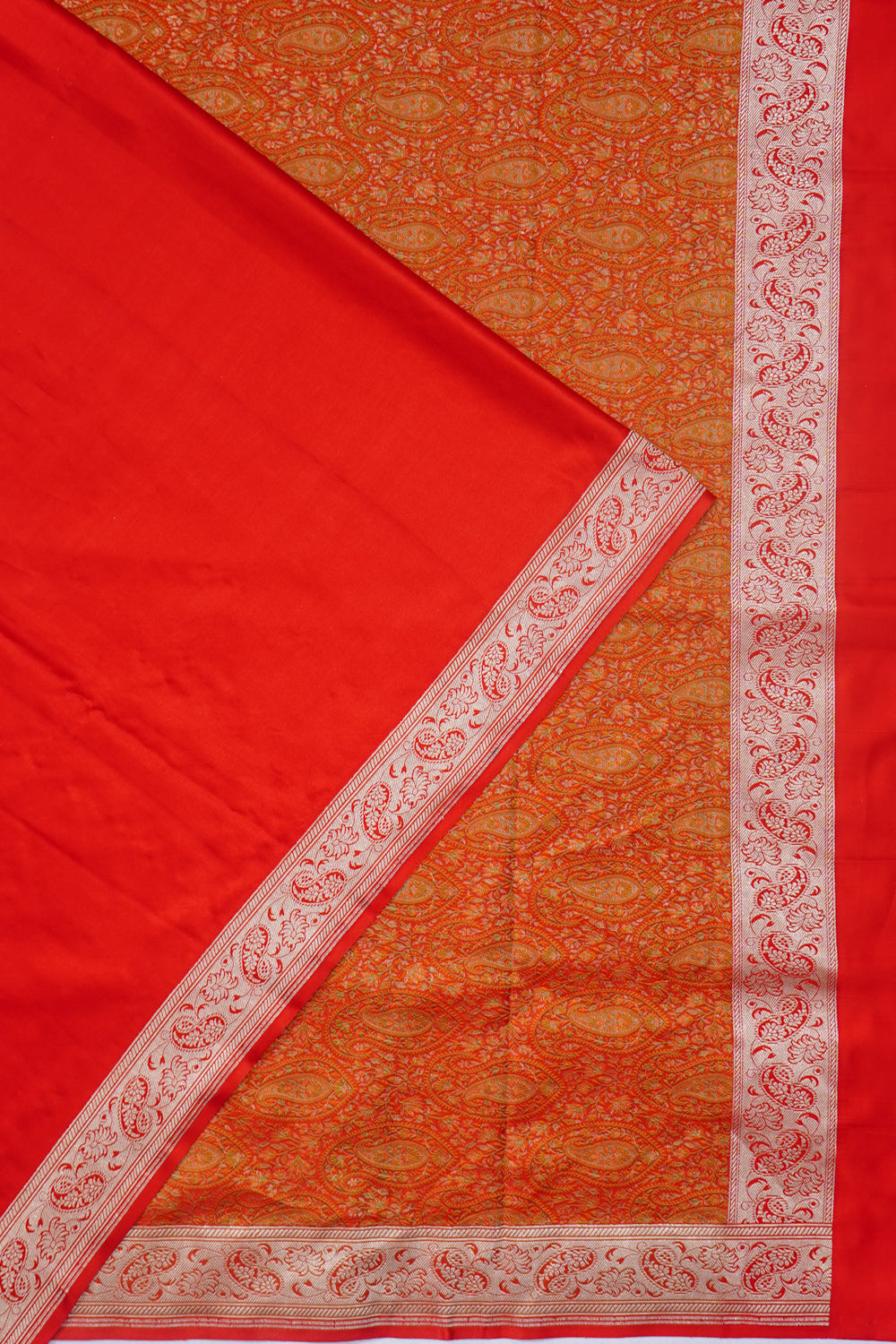 Banarasi Satin Plain Red Saree