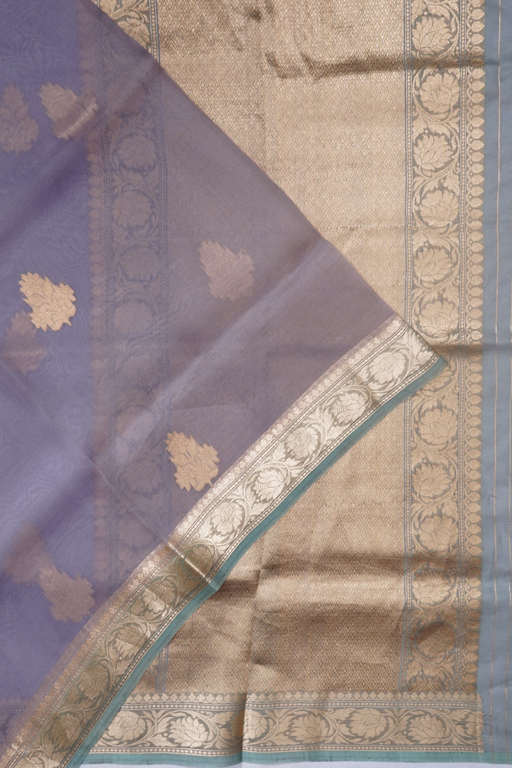 Banarasi Kora Organza Butta Grey Saree