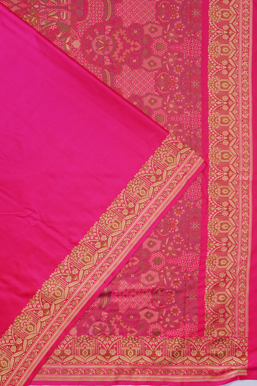 Banarasi Satin Plain Rani Pink Saree