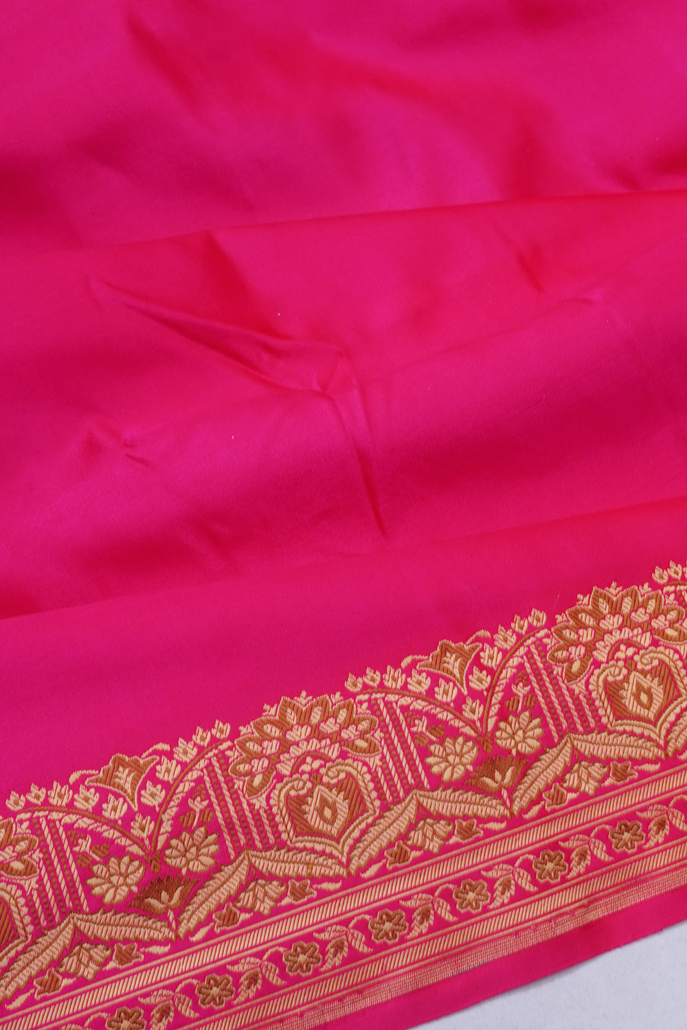 Banarasi Satin Plain Rani Pink Saree