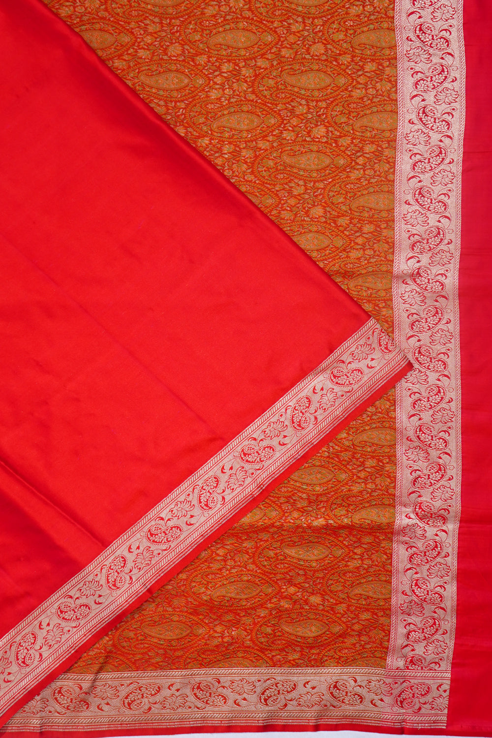 Banarasi Satin Plain Red Saree