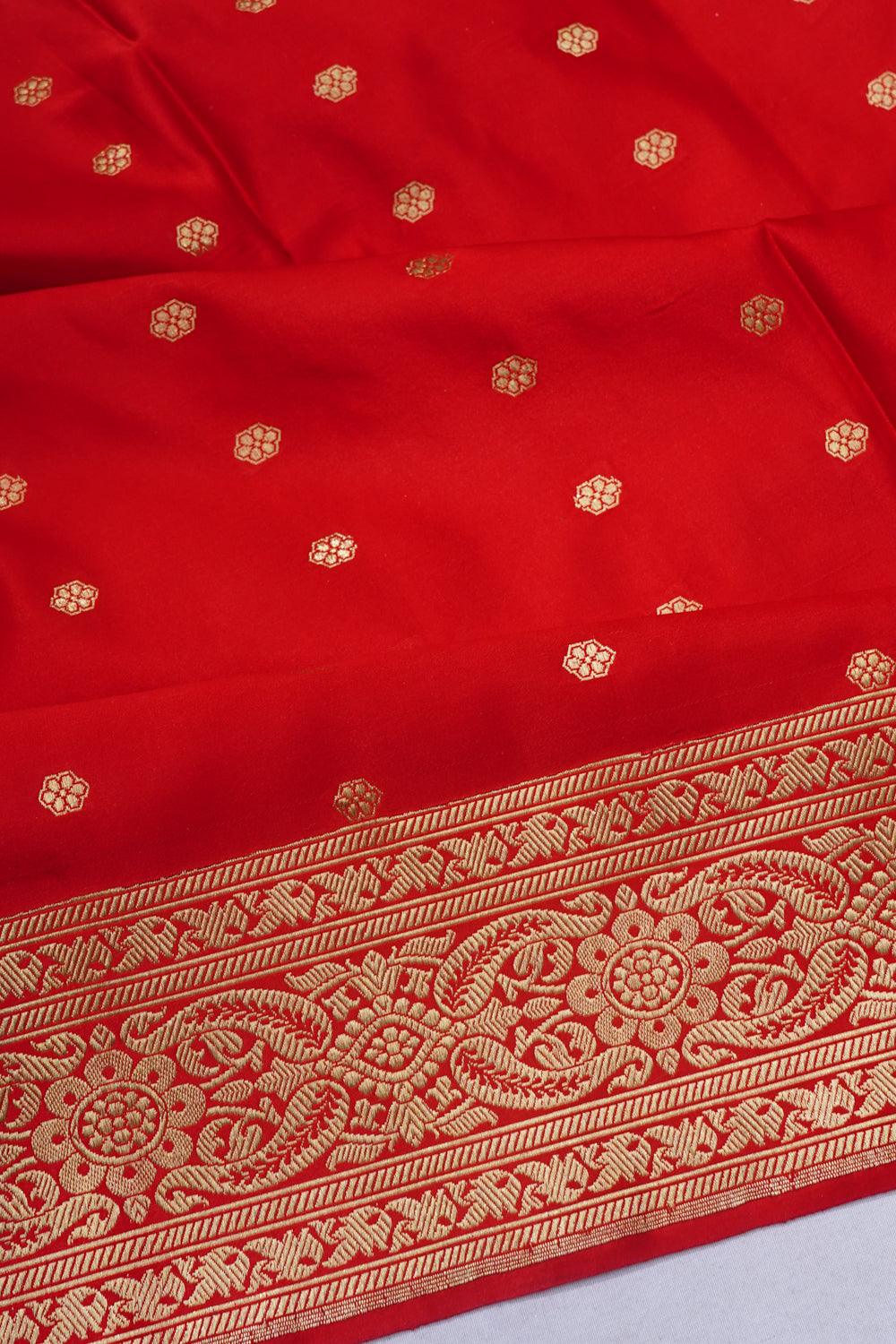 Banarasi Satin Butta Red Saree