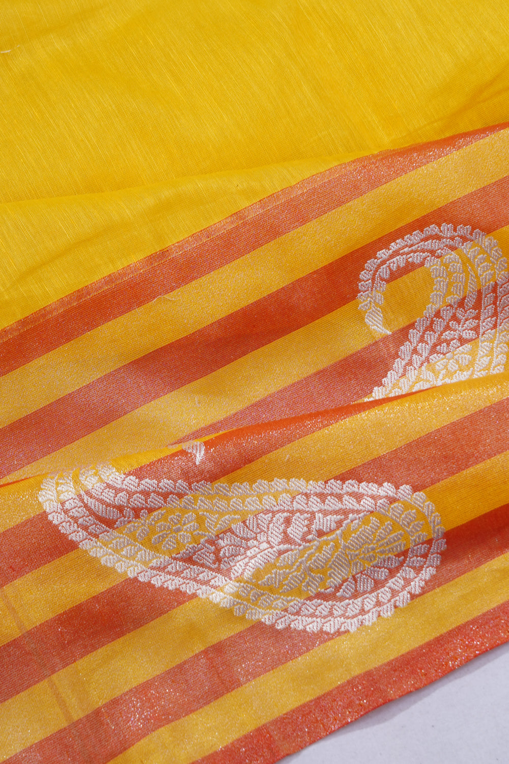 Linen Tissue Plain Yellow Saree
