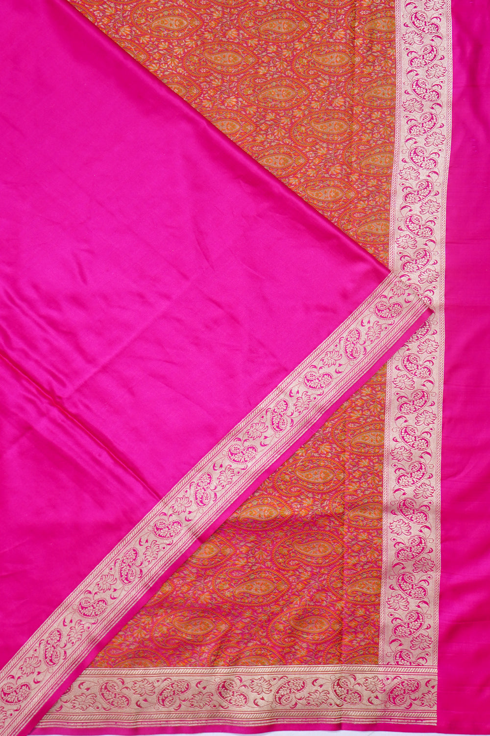 Banarasi Satin Plain Rani Pink Saree
