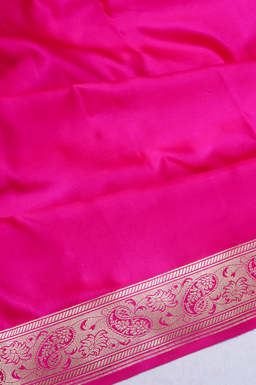 Banarasi Satin Plain Rani Pink Saree
