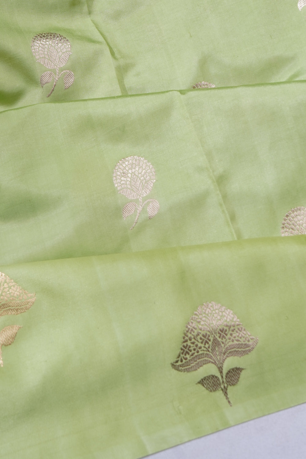 Banarasi Katan Silk Butta Pista Green Saree
